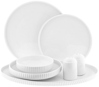 Borneo Tafelservice im Relief-Design - 27-teiliges Set aus Porzellan in Weiß