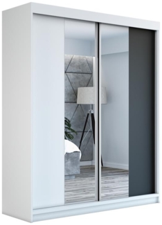 Schwebetürenschrank ELEGANZE 2-türig Schrank 180 cm (mit Spiegel) Farbe: Weiß , schwarz