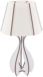 LED Tischlampe, weiß braun, MDF Textil. H 45 cm