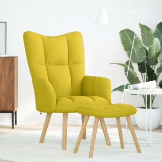 vidaXL Relaxsessel mit Hocker Hellgelber Stoff 4016787