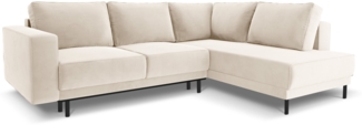Micadoni Ecksofa Caro 5-Sitzer Samt Helles Beige Rechts 140x208