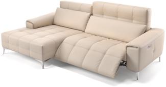 Sofanella SALENTO Ecksofa Ledercouch Funktionssofa Sofa in Creme S: 217 x 163 Breite x 100 Tiefe