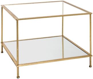 Beistelltisch in gold aus Stahlrohr, Spiegelglas, SHG 5 mm - 60x45x60cm (BxHxT)