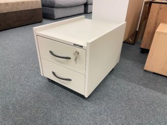Möbelhandel Klipenstein Rollcontainer Kettler Sit-On-Locked Rollschrank Weiß/Eiche, 2 Schubladen, mit Sitzfläche, Geheimfach