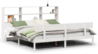 vidaXL Massivholzbett mit Regal ohne Matratze Weiß 180x200 cm Kiefer 3321815