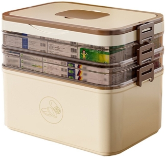 Coonoor Aufbewahrungsbox Große Kapazität Medikamenten-Aufbewahrungsbox, mit Aufkleber, tragbare Kunststoff-Medikamentenbox mit Griff