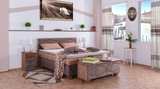 Meisterbetten Boxspringbett Fabi 200x220 in DS-Altrosa in DS-Sand, Matratzenbezug Nano, Komfortschaum-Topper