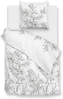 ZO!Home Judy Bettwäsche 135 White Bettwäsche 1 x Bettbezug 135x200 + 1 x Kopfkissenbezug 80x80 White Geblumt weiß