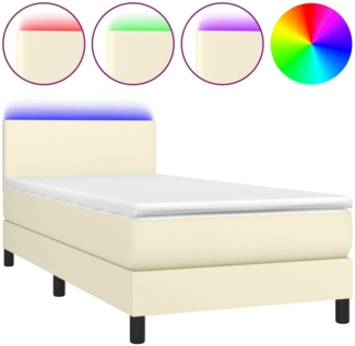 vidaXL Boxspringbett mit Matratze & LED Creme 100x200 cm Kunstleder 3134089
