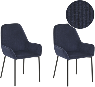 Esszimmerstuhl dunkelblau Cord 2er Set LOVERNA