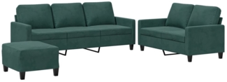 vidaXL 3-tlg. Sofagarnitur mit Kissen Dunkelgrün Samt 3201528