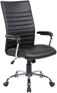 Dmora Stuhl mit Rädern Basciano, Präsidentensessel mit Armlehnen, ergonomischer Bürostuhl, 63x65h108/118 cm, Schwarz