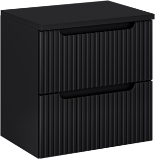 NOVA BLACK Badmöbel-Set 60 cm mit Tischplatte (40x60cm), Schwarz Teppich