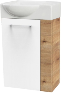 Fackelmann SBC MILANO Gäste WC Set 2-teilig 45 cm, Braun hell/Weiß, links, Keramik Hahnloch rechts