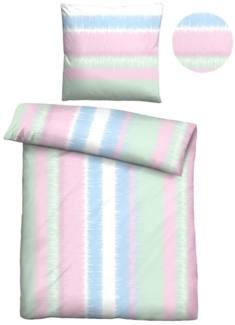 Traumhaft schlafen - Castell - Markenbettwäsche Mikrofaser Bettwäsche 0561120 STREIFEN, mint, 1x 135x200 cm + 1x 80x80 cm