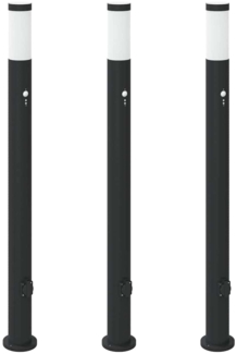 vidaXL Pollerleuchten mit Sensor&Steckdose 3er 110 cm Edelstahl IP44 4006046