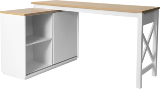 OTTO home Eckschreibtisch SILBA, viel Stauraum, mit Schiebetür, Breite: 100 cm, Landhausstil