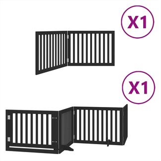 vidaXL 6-tlg. Hundetor mit Tür Faltbar Schwarz 480 cm Pappelholz 3155681