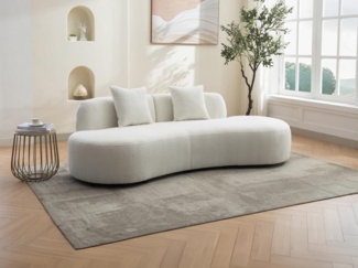 Vente-unique - Sofa 3-Sitzer - Bouclé-Stoff - Weiß - BASILIANA