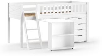 Weißes Bett Scott 207,6 x 134,7 x 114 cm Kiefernholz MDF