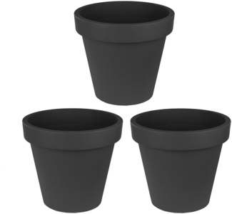 BigDean 3x XL Blumentopf Ø 50 cm aus Kunststoff - Anthrazit - Pflanztopf Containertopf Übertopf Pflanzkübel rund - Drainage-Möglichkeit