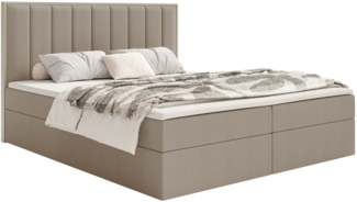 Selsey 'Togents' Boxspringbett 140x200 mit Stauraum und Topper, hydrophobe Chenille, braun