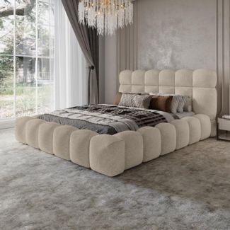 Compleo Polsterbett boucle Designerbett, BUBBL ideale Bett für ein modernes Schlafzimmer