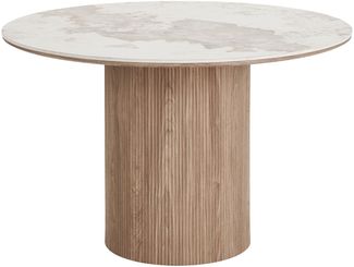 Esstisch >Athens< in weiss / Dunkelbraun, Keramik, MDF, Dekor - 76x120cm (HxD)