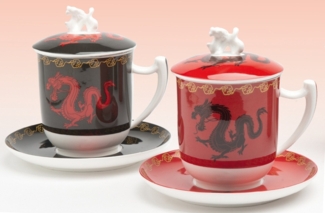 TeaLogic Tasse Kräuterteetasse Bone China mit Filter und Untere ZHU