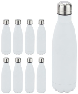 9 x Trinkflasche Edelstahl weiß