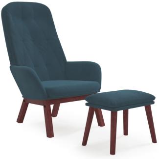 vidaXL Relaxsessel mit Hocker Blau Samt