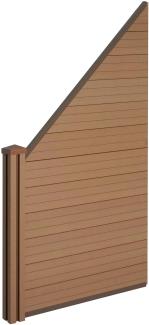 WPC-Sichtschutz Sarthe, Windschutz Zaun, WPC-Pfosten ~ Erweiterungselement schräg links, 0,98m teak