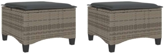 vidaXL Gartenhocker mit Kissen 2 Stk. Grau 55x55x36 cm Poly Rattan 4108248