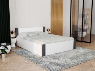 FDM Stauraumbett mit Bettkasten und Lattenrost 120x200, 140x200, 160x200 und 180x200cm (MADE IN EU - Gästebett Tagesbett Kinderbett belastbar bis 400kg - viel Stauraum, ideal für Paare, in Weiß-Natur oder Weiß-Grau), Metallrahmen mit hydraulischer Klap...