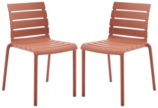 Vente-unique - Gartenstuhl stapelbar 2er-Set - Polypropylen - Terracotta - PANDJI von MYLIA