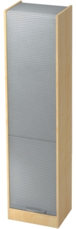 bümö Rollladenschrank in Ahorn/Silber mit Bogengriff - Vertikal Jalousieschrank 50 cm breit, Aktenschrank abschließbar, Büroschrank für Ordner & Co, SET50-3-S-BM