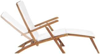 vidaXL Liegestuhl mit Auflage Cremeweiß Massivholz Teak 47408