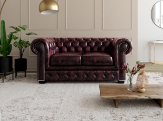 Vente-unique - Chesterfield Ledersofa 2-Sitzer - Büffelleder - Rotbraun - BRENTON