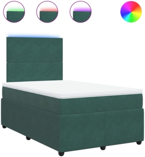 vidaXL Boxspringbett mit Matratze Dunkelgrün 120x200 cm Samt 3294607