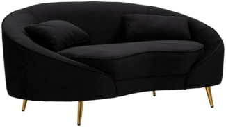 Dmora 2-Sitzer festes Sofa Gupta, lineares Sofa, Sofa für Wohnzimmer, Lineare Stoffstruktur, 148x84 h68 cm, Schwarz und Gold