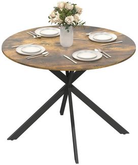 HOMCOM Esstisch (für Esszimmer, Küche, Wohnzimmer, 1-St, rund, 100 x 100 x 75 cm), Rustikal-Braun