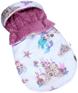 BabyLux Fußsack Sommerfußsack 90cm für Babyschale, Kinderwagen & Buggy Frühling Herbst, 147. Retro-Rosa + Meerjungfrauen Fußsack