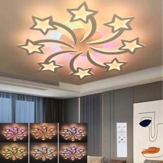 oyajia LED Deckenleuchte 52W/90W Deckenlampe RGB Farbwechsel Lamp, Dimmbare mit Fernbedienung, LED fest integriert, Warmweiß, Naturweiß, Kaltweiß, RGB, Blumenform Deckenleuchte für Wohnzimmer Schlafzimmer Kinderzimmer