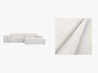 Micadoni Ecksofa Jodie 3-Sitzer Rechts Boucle Baloo Weiß