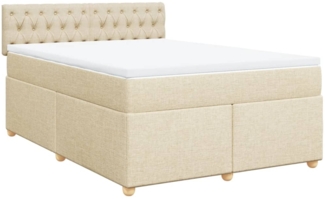 vidaXL Boxspringbett mit Matratze Creme 140x200 cm Stoff 3286715