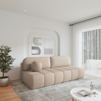MOEBLO Sofa Fluffy aus Bouclé, Bequemes Sofa mit Schlaffunktion, Stilvollem Bouclé-Bezug, Sofa mit Schlaffunktion und Stauraum, Couch Polstermöbel Sitzmöbel Wohnzimmermöbel 3-Sitzer-Sofa Stoffsofa, mit Relaxfunktion (BxHxT):210x88x104 cm