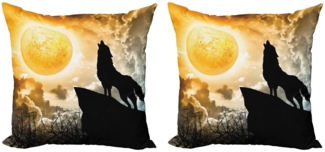 Abakuhaus Kissenbezüge Modern Accent Doppelseitiger Digitaldruck, (2 Stück), Wolf Heulen Animal Silhouette Hill
