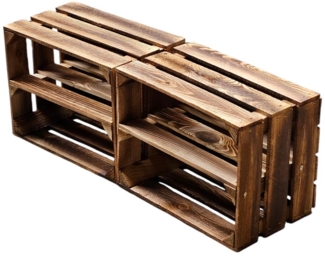 2er Set Holzkisten Weinkisten Obstkiste Klein Geflammt Regal aus Holz 40x30x25cm