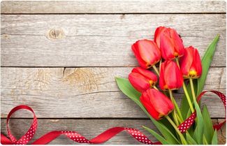 matches21 HOME & HOBBY Platzset Abwaschbare Tischsets 6er Set Tulpen Blumen & Holz-Optik, (6-St), Platzsets als Tisch-Untersetzer und Tisch-Deko für Esstisch Teller