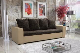 Sofa Schlafsofa inklusive Bettkasten NINA Beige / Dunkelbraun